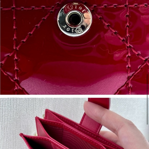Authentic Lady Dior 5-Gusset Card Holder Red and Gold Accents - Picture 2 of 5